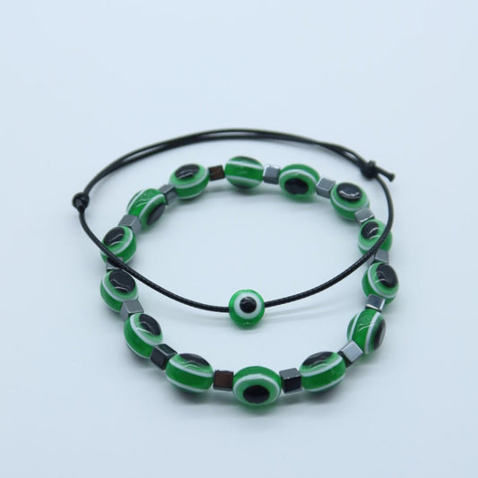 Green and White Eye Bracelet